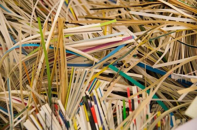 photograph of shredded paper