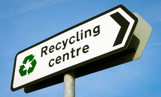 Photograph of a recycling centre sign