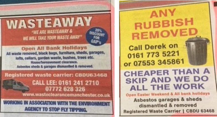 Classified Adverts From Local Newspaper with Same Waste Carrier Details
